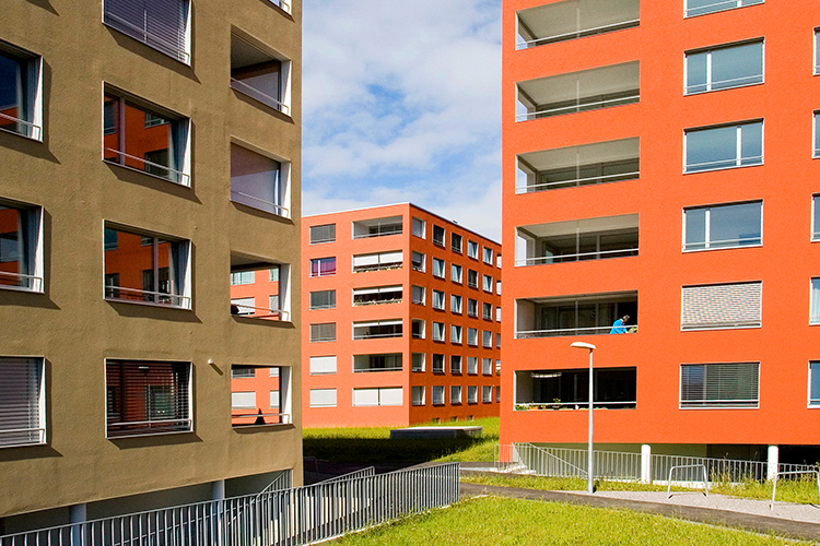 Lyssbach Park Projekt Orangene Hochhäuser